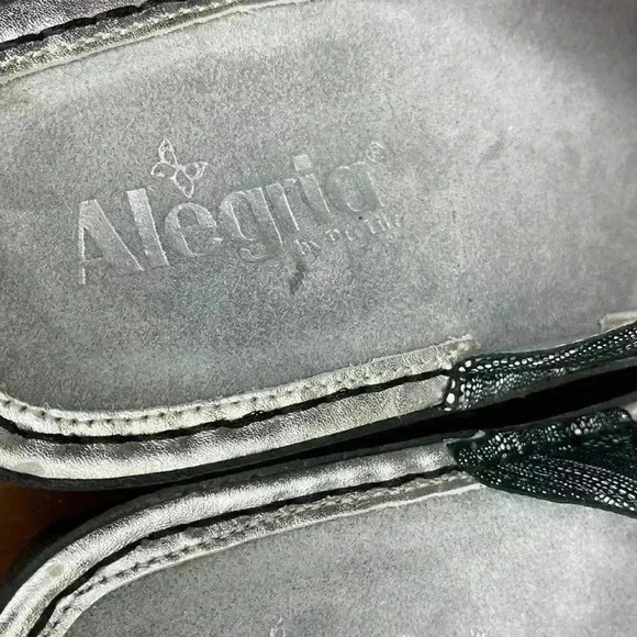 Alegria Vanessa Circulate Leather Sandals Silver Black Women's Size 38 US Sz 7 - Picture 8 of 10